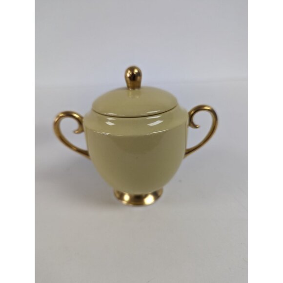 Flintridge Sylvan China Small Sugar Bowl and  Creamer Dish California Yellow - Picture 7 of 12